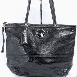 COACH Signature Stitched Patent Leather Day Bag